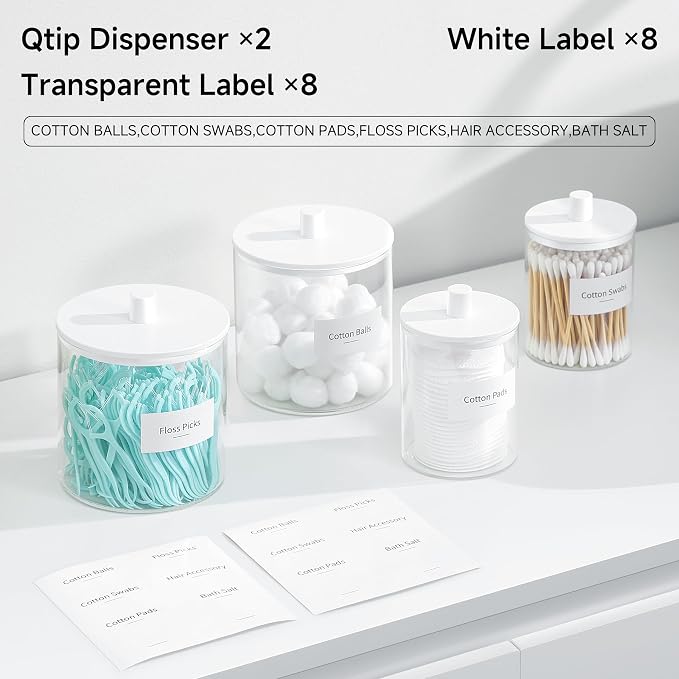 TIPGO Glass Qtip Holder Dispenser - 24 oz Clear Canister Jar - Image 4