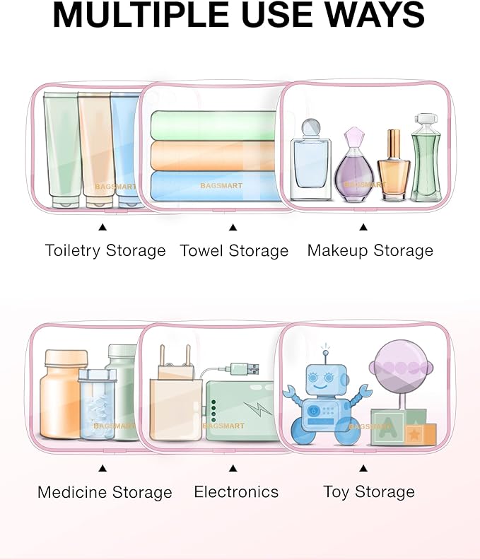 BAGSMART Clear Toiletry Bag, 2 Pack TSA Approved Carry on Travel Accessories - Image 5