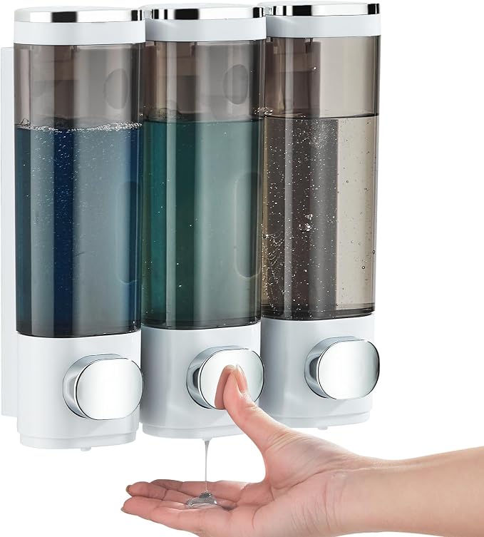 Shampoo and Conditioner Dispenser, Pollock Shower Soap Dispenser 3 Chamber No by POLLOCKDirect
