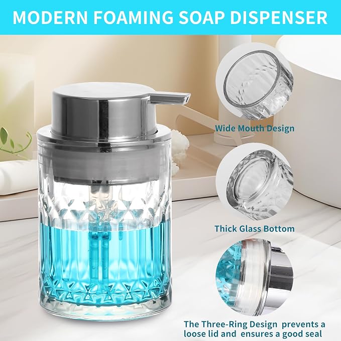 Foaming Soap Dispenser, 2 Pack Clear Glass Foam Hand Soap Dispenser - Image 4