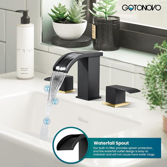 gotonovo Waterfall 8 inch Widespread Bathroom Faucet Set Bathroom Sink Faucet 3 - Image 8