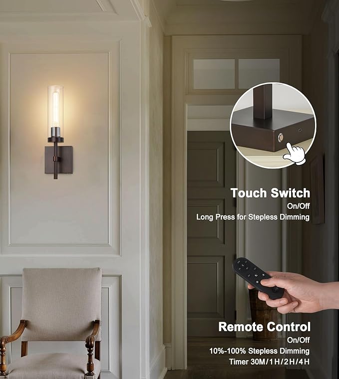 Oil Rubbed Bronze Battery Operated Wall Sconces - Image 3