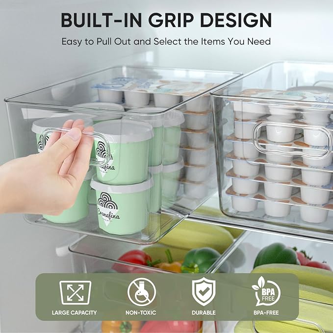 BALEINE Clear Plastic Storage Bins, Pantry Organization, BPA Free Stackable - Image 2