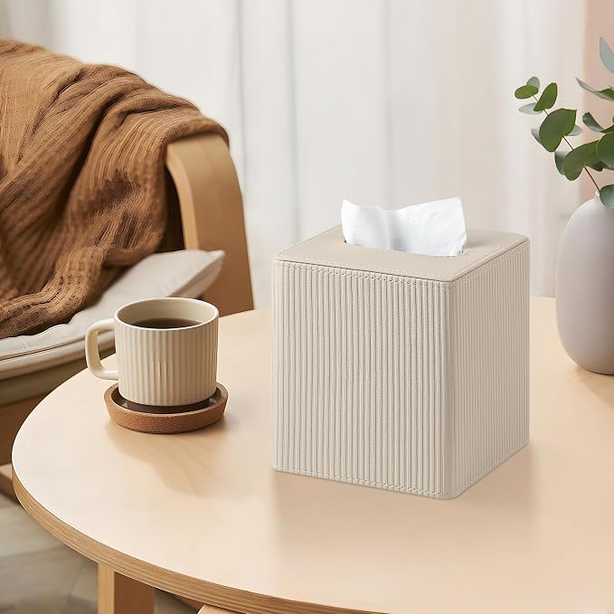 Tissue Box Cover Square with Magnetic Closure, PU Leather Tissue Box Holder - Image 6