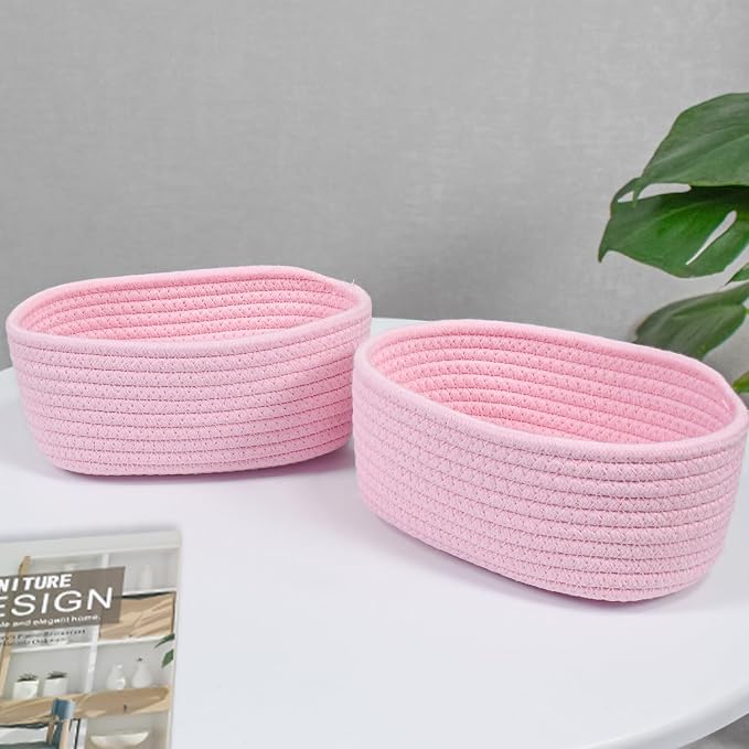 【2 Pack】ABenkle Small Woven Baskets, Tiny Oval Shallow Storage Baskets - Image 7