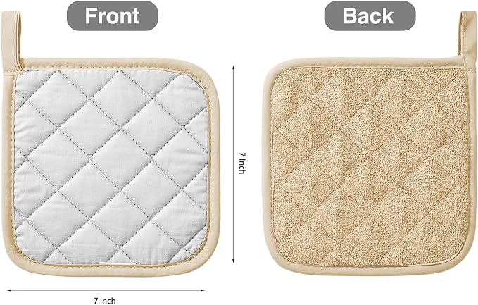 Kitchen Pot Holders Set Heat Resistant Pure Cotton Potholders Kit Trivets Large - Image 2