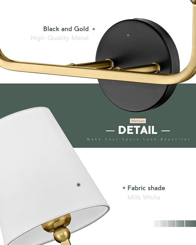 2-Light Bathroom Light Fixtures, Double Wall Sconce - Image 3