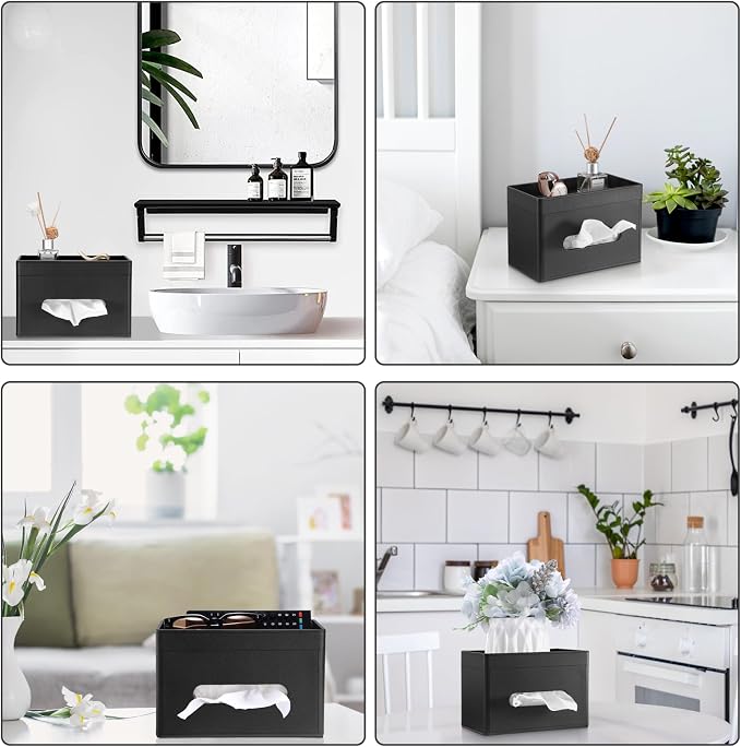 Sumnacon Tissue Box Cover with Storage Tray, Decorative Rectangular Tissue - Image 7