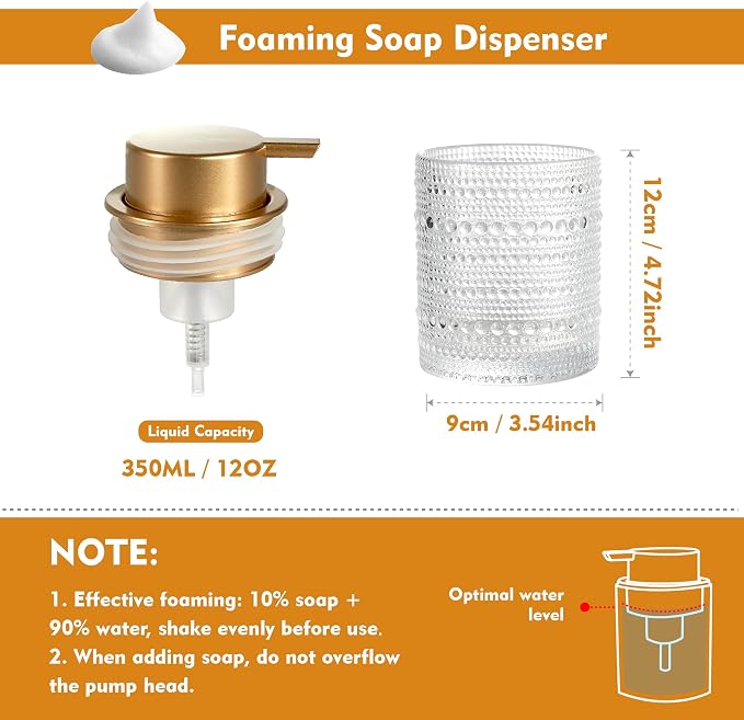 12 Oz Glass Foaming Soap Dispenser - Image 3