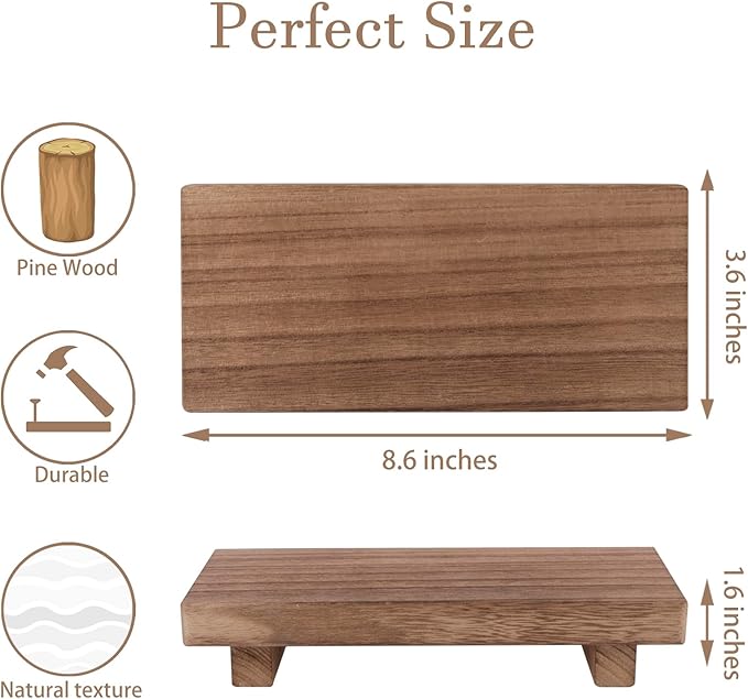 zoocatia Small Wood Tray Pedestal Stand Farmhouse Bathroom Decor Decorative - Image 4