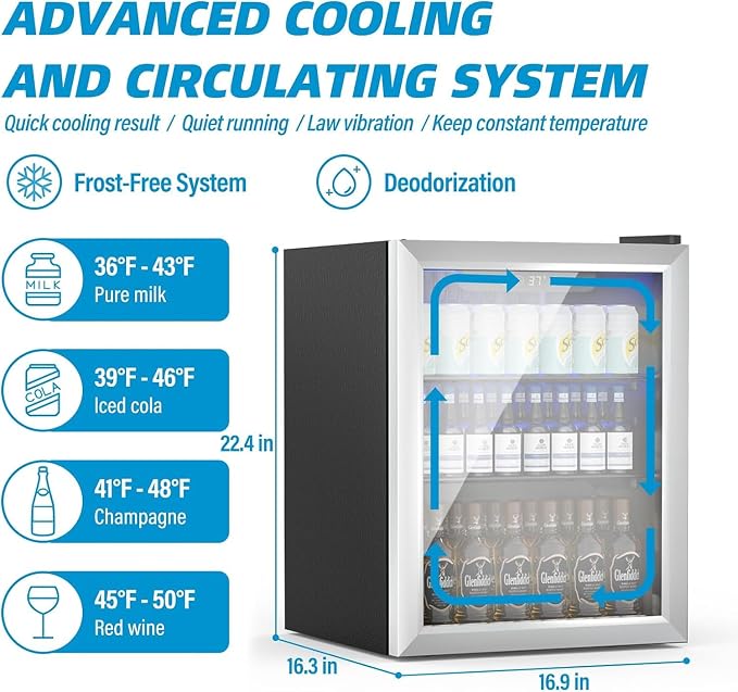 Beverage Refrigerator, 1.6 Cubic Feet/70 Can Fridge - Image 4