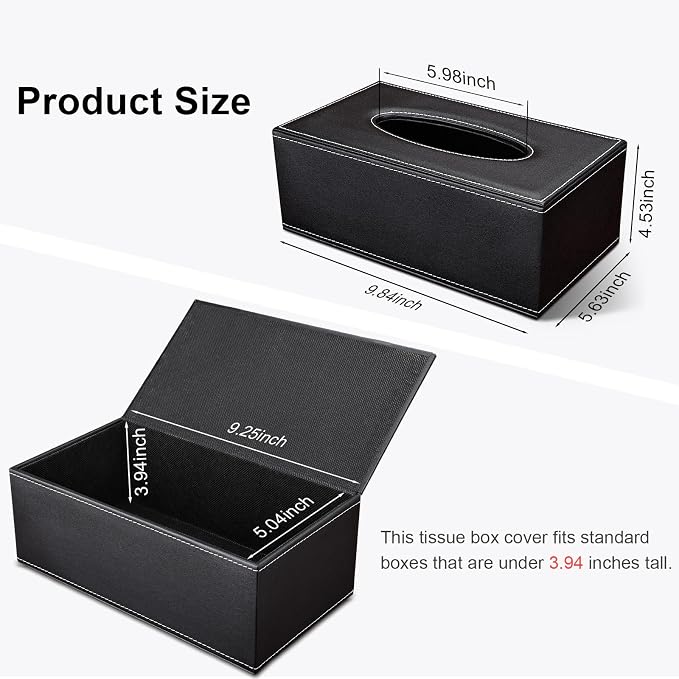 Tissue Box Cover Rectangular, PU Leather Tissue Box Holder - Image 2