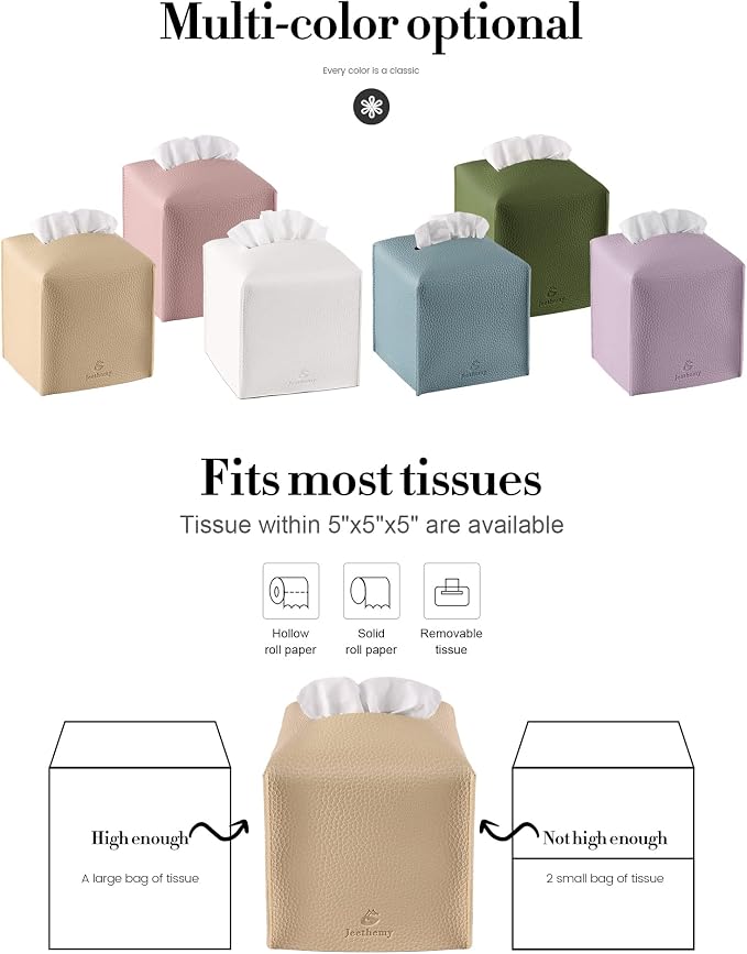 Tissue Box Cover, Jeethemy Square PU Leather Tissue Box Holder, Modern Tissue - Image 6
