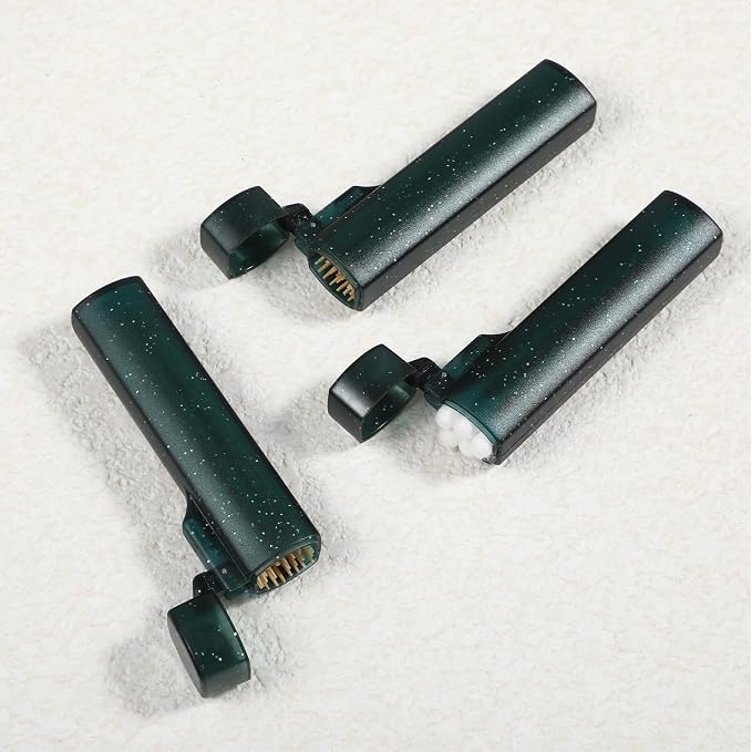 5Pcs Toothpick Holder for Traveling, Snowflake Dark Green Mini Dispenser Pocket - Image 4