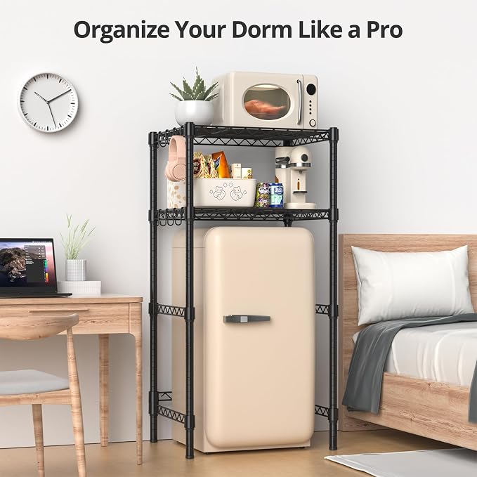 Mini Fridge Stand with Adjustable Shelf, 2 Tier Storage Rack Organizer - Image 6