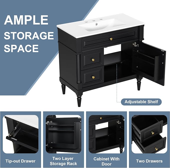 Harper & Bright Designs 36" Bathroom Vanity - Image 5