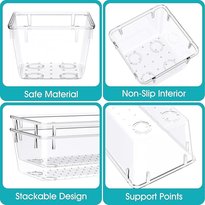 23 PCS Clear Plastic Drawer Organizers Set, 4 Size Desk Drawer Organizer Trays - Image 3