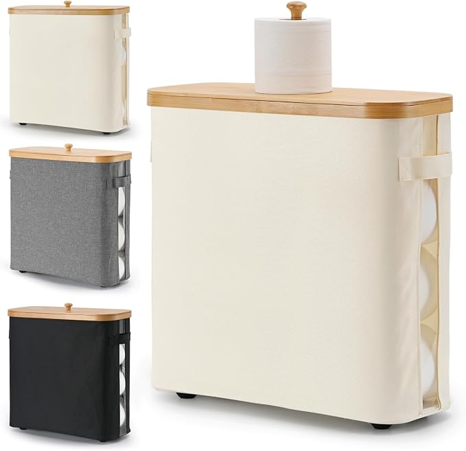 32L Bamboo Toilet Paper Storage Basket - Image 2