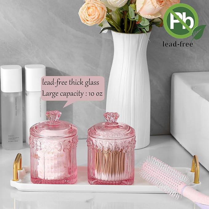 rejomiik 2 Pack Qtip Holder Glass Apothecary Jars - Image 2