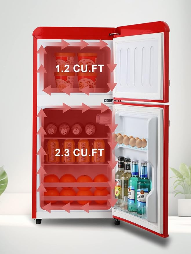 Mini Fridge With Freezer, Refrigerator With 2 Doors, 7- Level Adjustable - Image 6