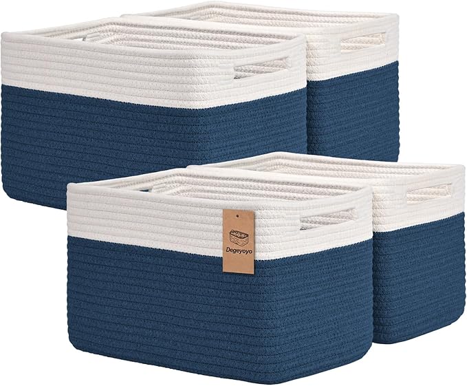 Storage Baskets for Organizing, 4 Pack Baskets for Shelves, Decorative Storage by Degeyoyo