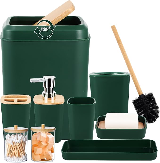 Bathroom Accessory Set 9 Piece Hunter Green Bathroom Set by BetterbathroomwithXLHOME