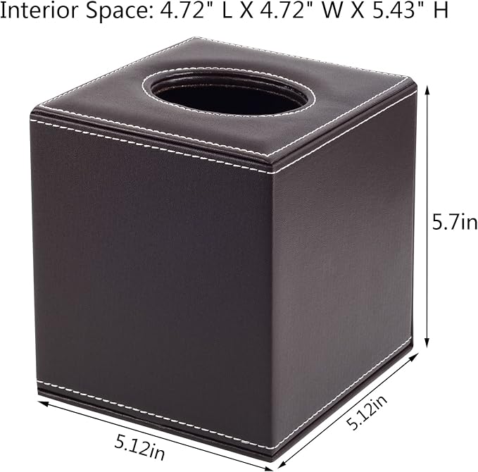 Stylish PU Leather Tissue Box Holder, Square Napkin Holder Pumping Paper Case - Image 3