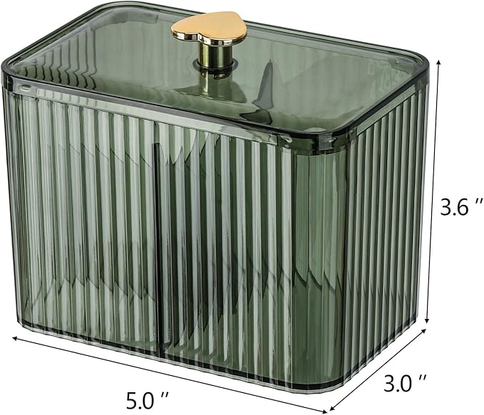 Tbestmax Qtip Holder Dispenser 3-Section Clear Bathroom Organizer Jar 3 Grids - Image 3