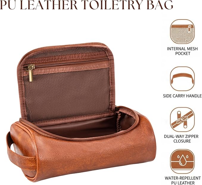 Mens Toiletry Bag, Compact Dopp Kit - Image 4