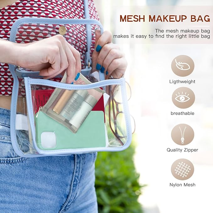 EASYFUN Small Zipper Pouch，6 Pieces Mini Mesh Pouch Coin Purse Portable - Image 4