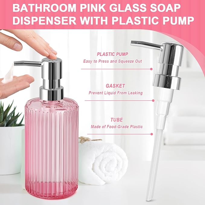 Pink Bathroom Accessories Set, Qtip Holder Set, Vintage Bathroom Sink Set - Image 3