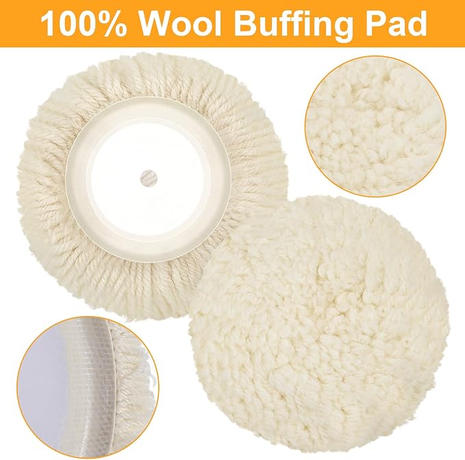 Tallew 6 Pcs 7 Inch Wool Polishing Pad Hook Loop Buffing Pad - Image 3