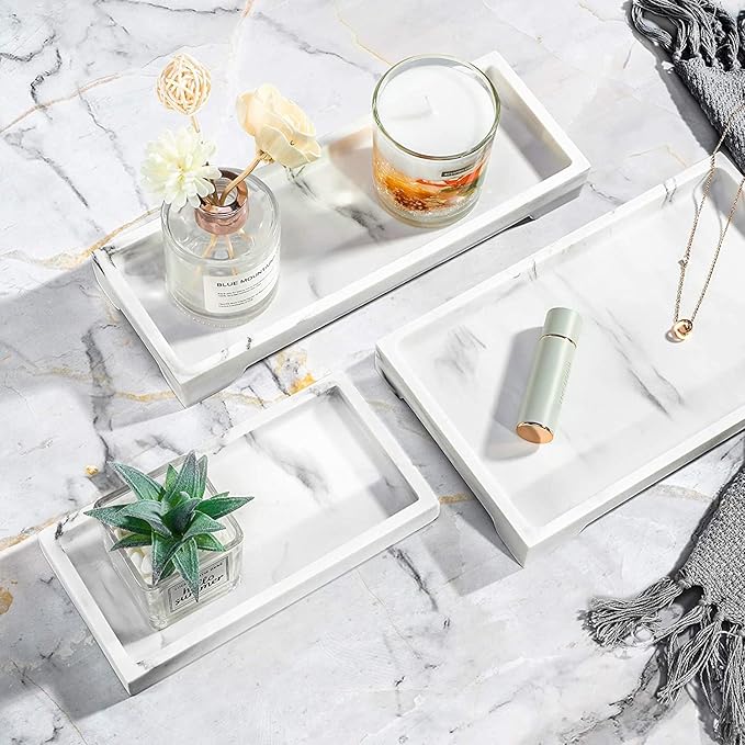 Luxspire Vanity Tray, Bathroom Toilet Tank Storage Tray, Resin Kitchen Sink - Image 6