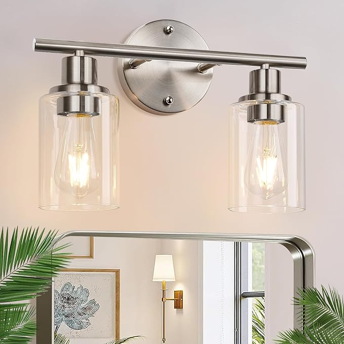 2-Light Bathroom Light Fixtures, Brushed Nickel Vanity Light, Modern Vanity by Zarbitta