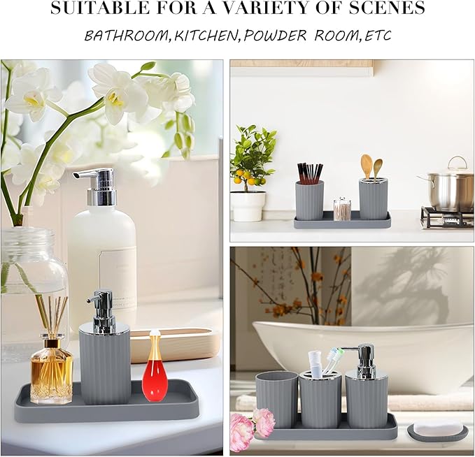 Grey Bathroom Accessories Set - Image 3