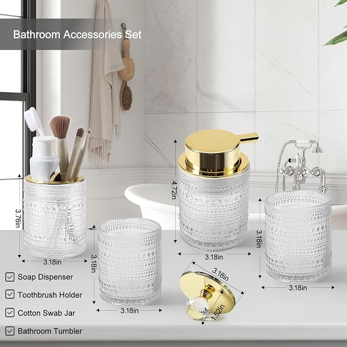DASITON Bathroom Accessories Set, Toothbrush Holder, Bathroom Tumbler, Cotton - Image 6