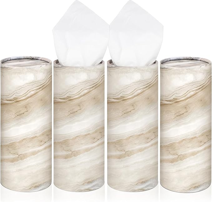 Geyoga 4 Pack Car Tissue Holder Marble Print Car Tissues Cylinder Round Paper by Geyoga