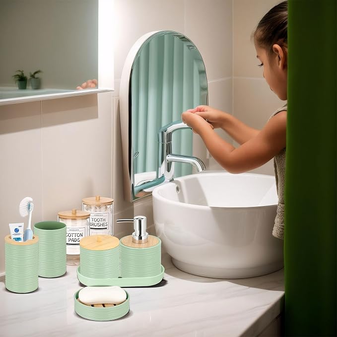 IMAVO Bathroom Accessory Set-11Pcs Green Bathroom Accessories Set - Image 4