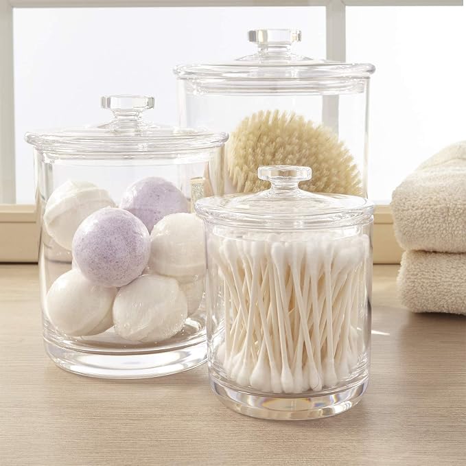 STORi 3-Pack Premium Quality Clear Plastic Qtip and Cotton Ball Holders - Image 2