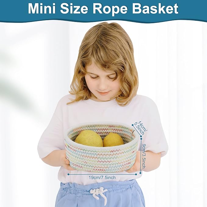 【2 Pack】ABenkle Small Woven Baskets, Tiny Oval Shallow Storage Baskets - Image 2