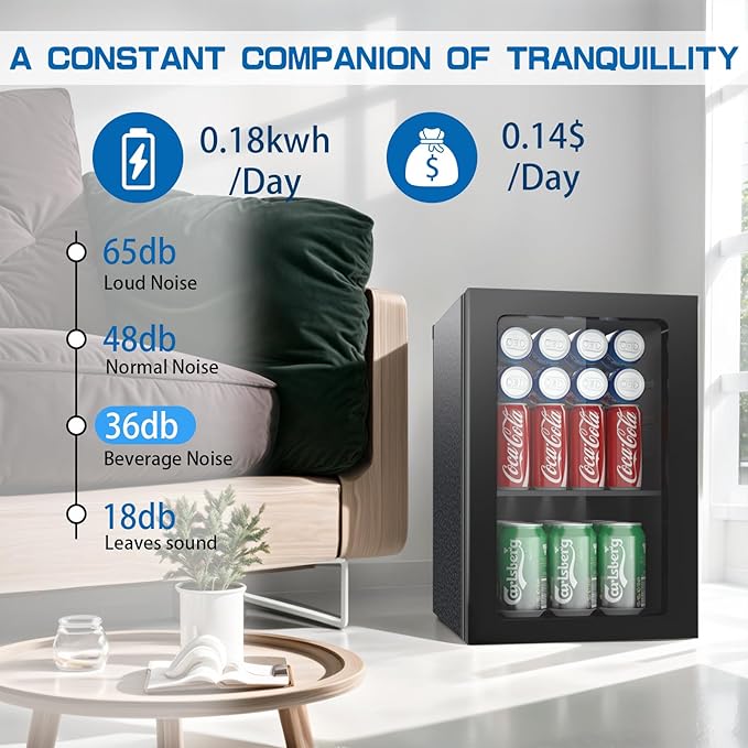 Compact Freestanding Beverage Refrigerator, 24 Can/0.9 Cubic Feet Mini Fridge - Image 3