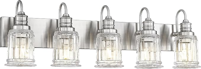 Bathroom Light Fixtures, HWH 5-Light Vanity Light, Modern Brushed Nickel Wall by HWHINVESTMENT