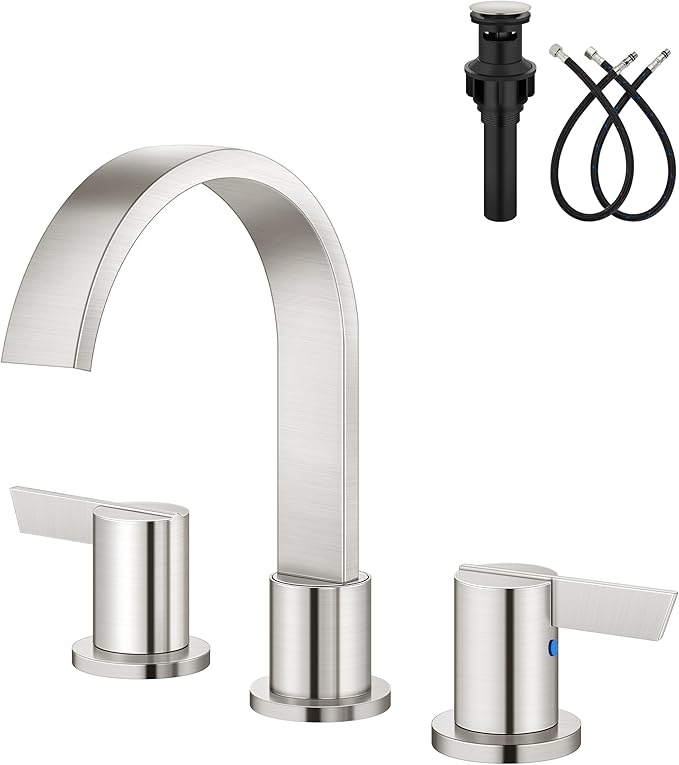 Aolemi Bathroom Faucets 3 Hole, 8 Inch Widespread Waterfall Bathroom Sink Faucet by Aolemi