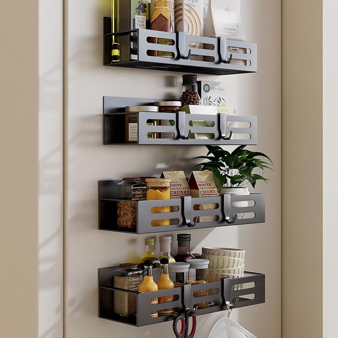 4 Pack Magnetic Spice Rack for Refrigerator, Organizadores de Cocina by Unknown