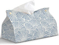 Light Blue Shell Leather Tissue Box Cover Rectangle, Coastal Toilet Paper Box by PaJiaNi