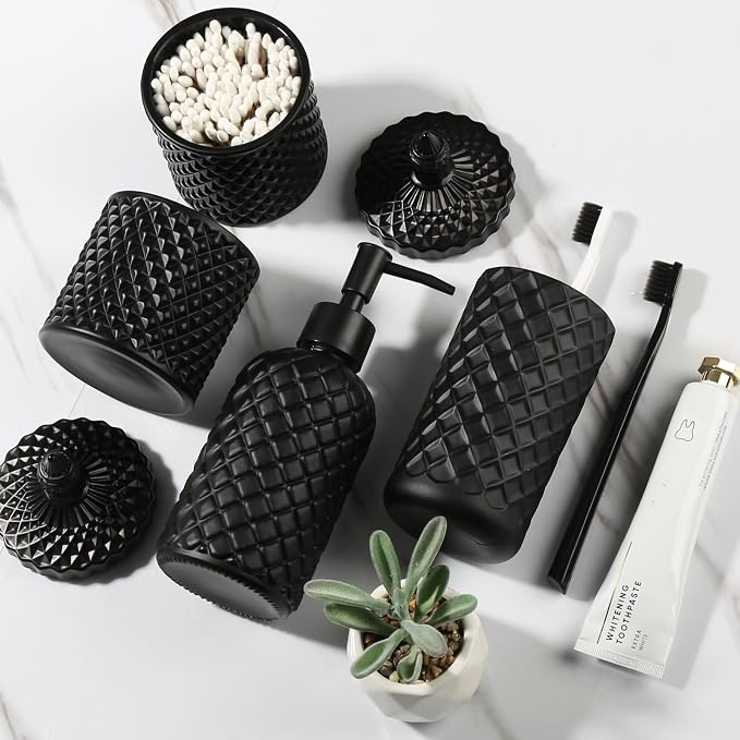 Matte Black Bathroom Accessories Set, 4 Pack Black Bath Accessory Sets Complete - Image 7
