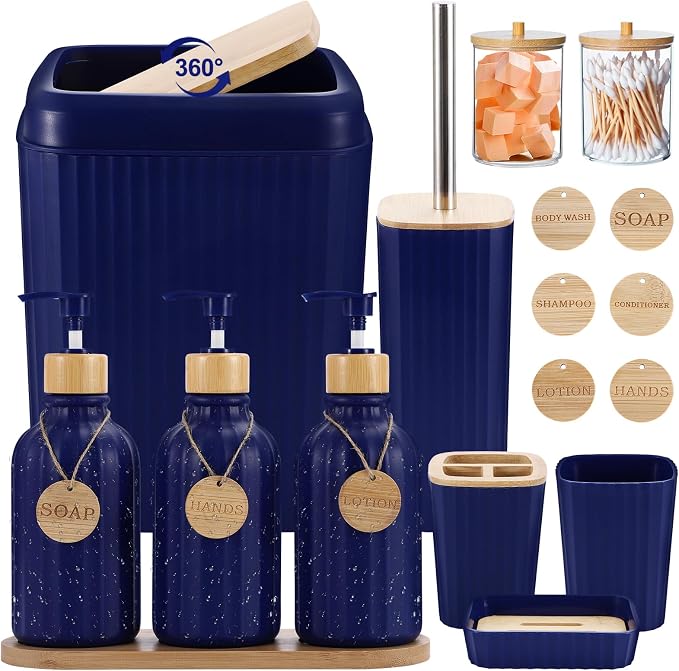 Navy Blue Bathroom Accessories Set 17PCS Bathroom Set by BetterbathroomwithXLHOME