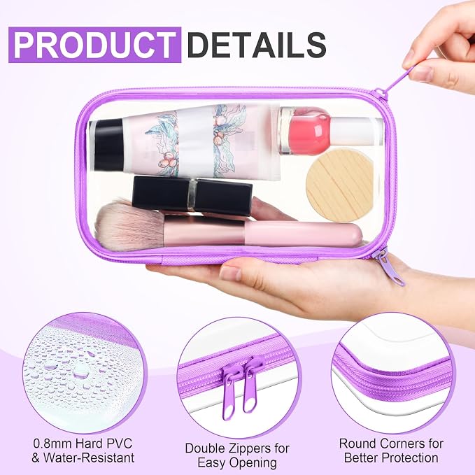 Sanwuta 10 Pcs Hard Zipper Case Clear Hard Pouches Plastic Zipper Pencil Box - Image 3