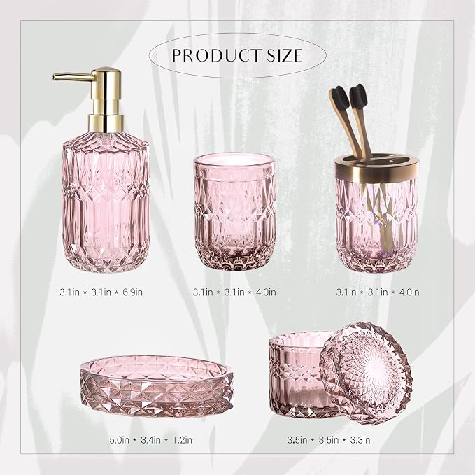 EMPO 6PCS Bathroom Clear Glass Accessories Set, Contemporary Modern Decor - Image 6