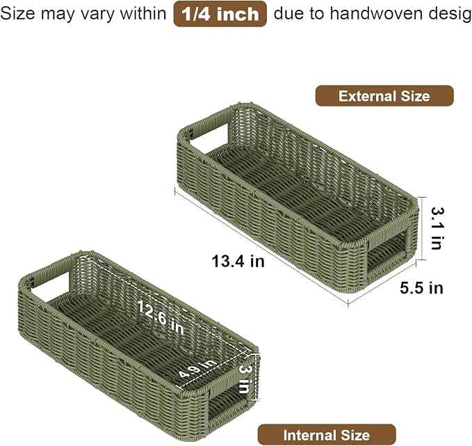 Storage Wicker Basket Decor: Green Decorative Storage Bin - Image 2